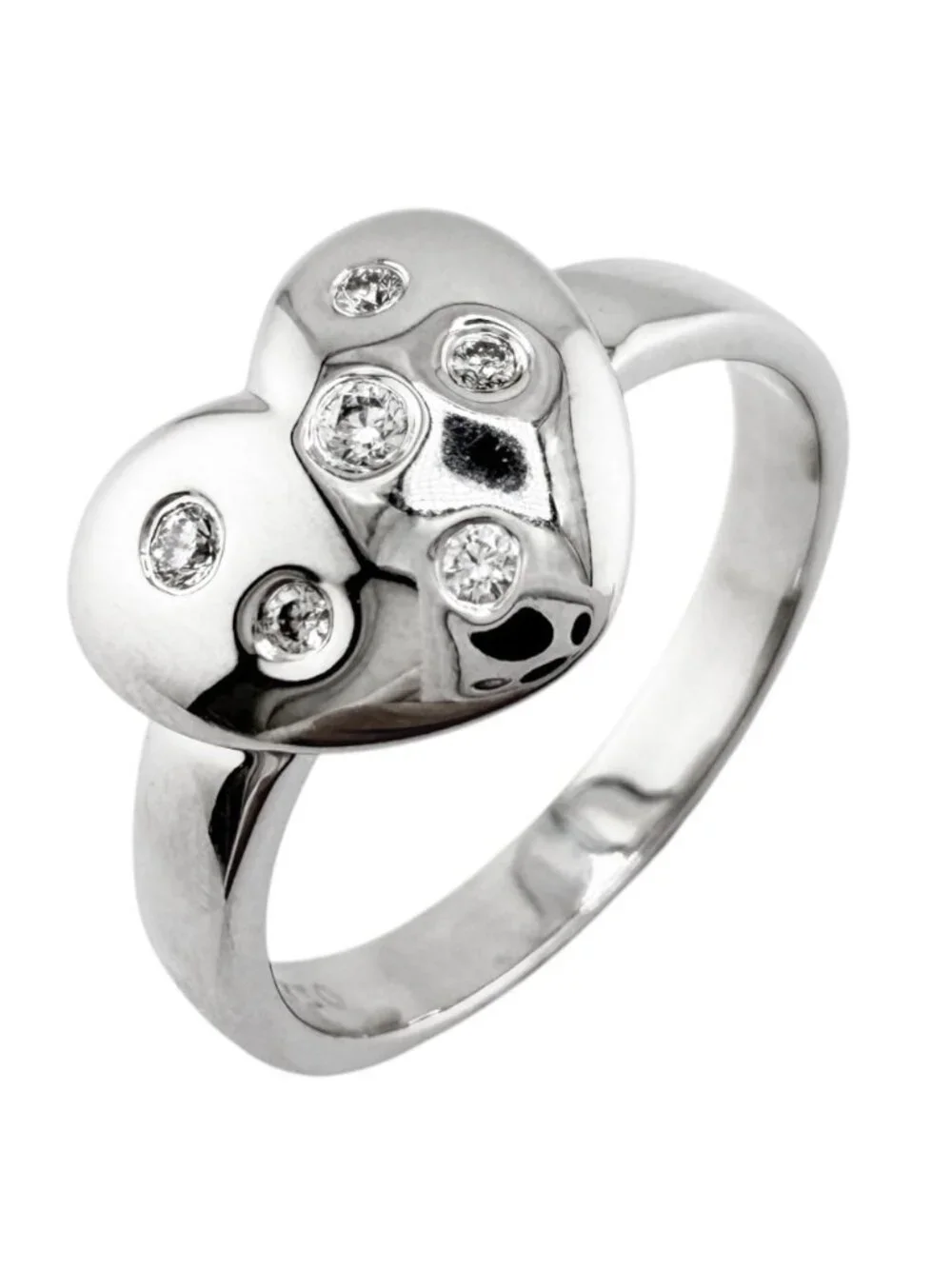Tiffany & Co Dots Heart Ring 18k White Gold Diamond